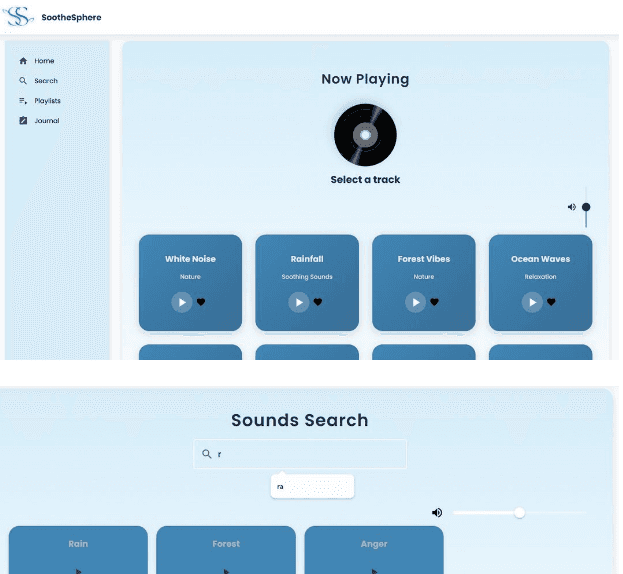 SootheSphere Project Interface Render Layout A